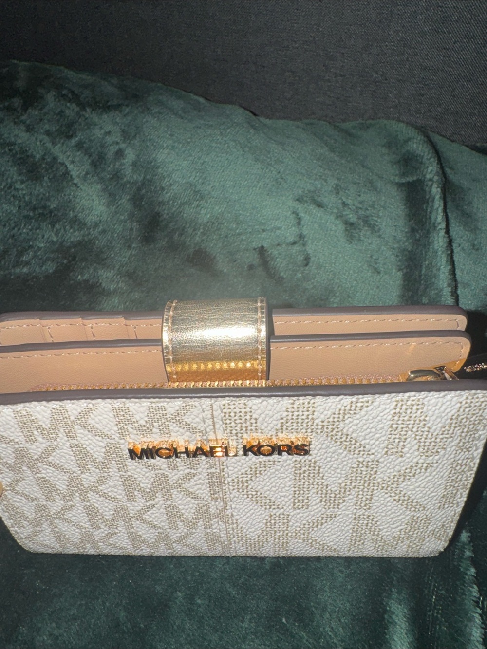 Michael Kors Beige Signature Wallet with Gold Hardware